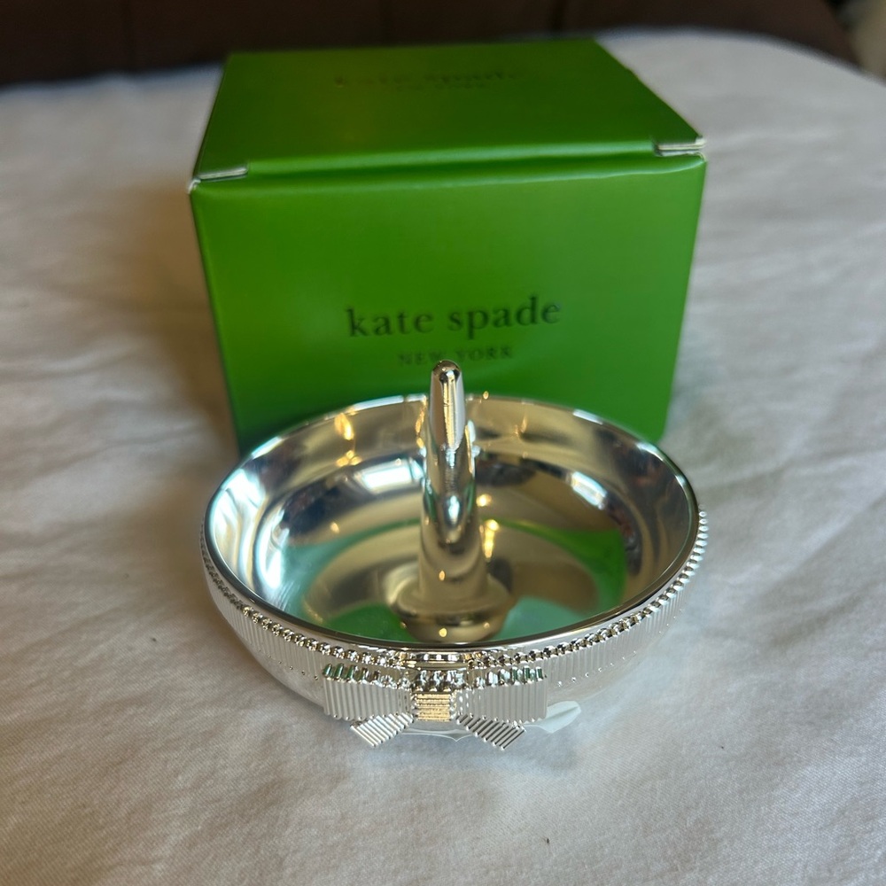 Kate Spade Silver Jewelry Dish with Bow